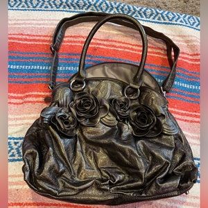 Big Buddha Arlene black patent faux leather purse